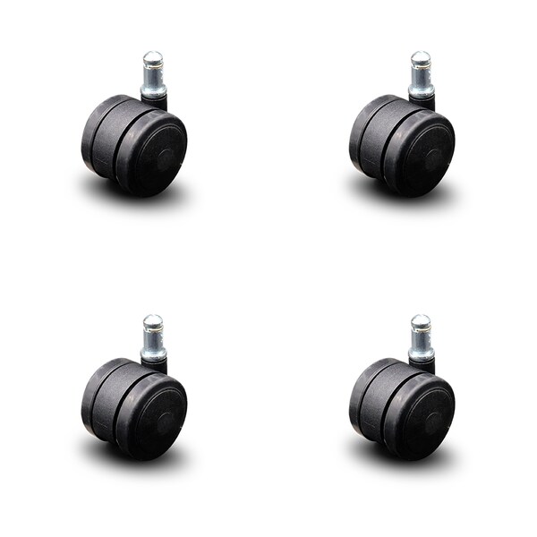 2" Black Soft Wheel Grip Ring Office Chair Casters, PK4